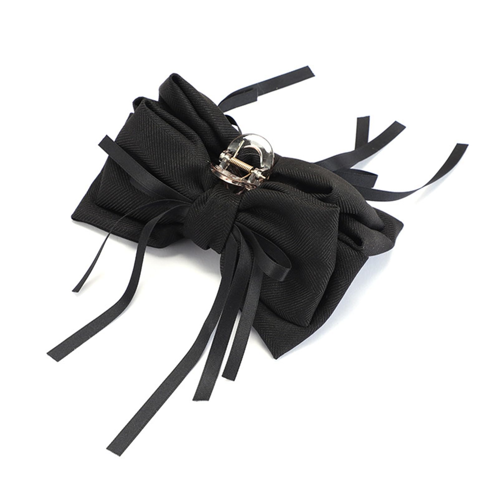 Fermagli per capelli con fiocco grande Clip for capelli con coda di cavallo for copricapo clip for squalo multistrato per donne ragazze(Schwarz)
