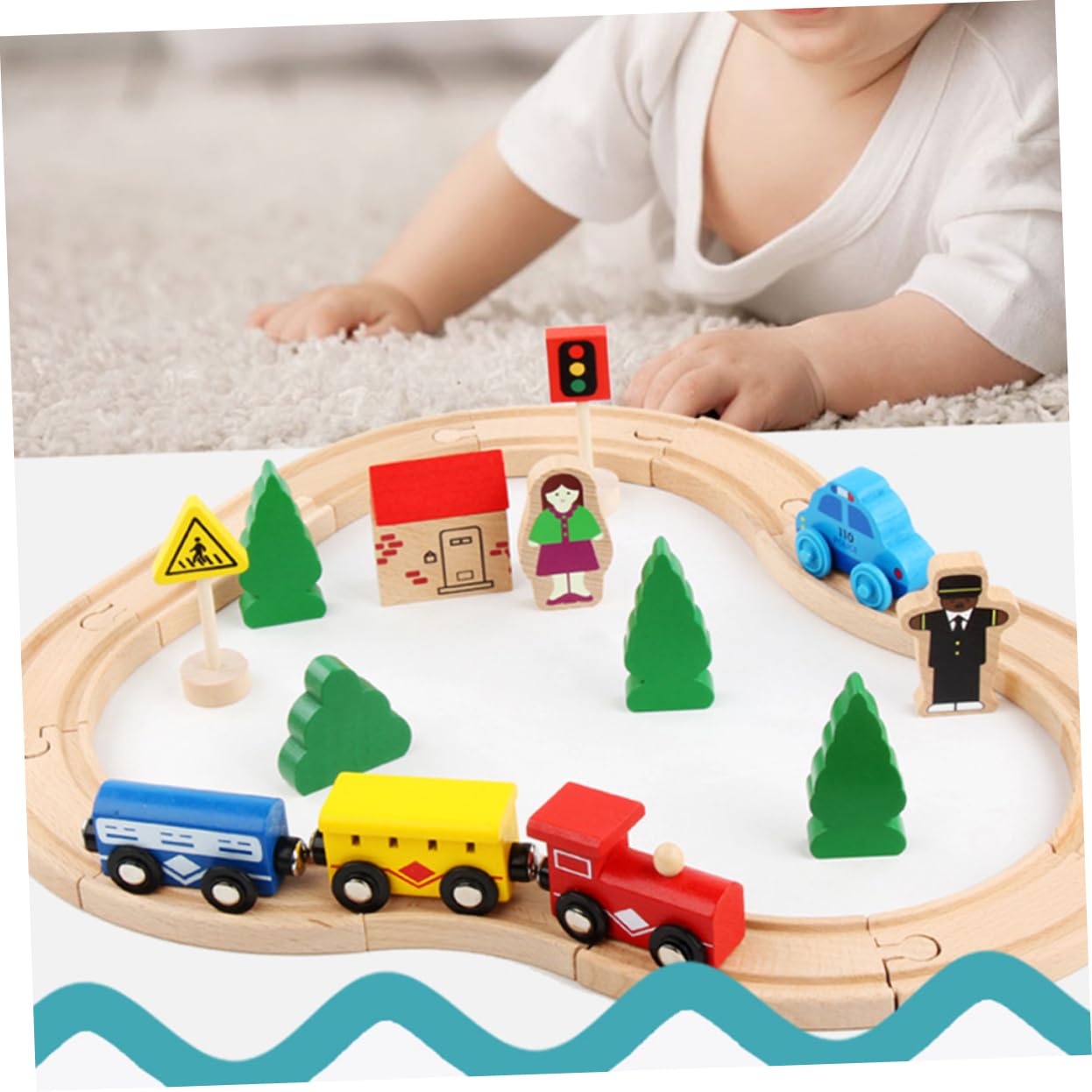 ibasenice Giocattoli Di Legno Puzzle Per Ragazzo Set Vagoni Ferroviari Faggio Continua Creatività Intelligenza Manualità Pazienza