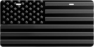 American Black Front Flag License Plate, Aluminum 3D Metal Embossed License Plate, Decorative American Flag License Plate for Men/Women/Boy/Girls Car, Black
