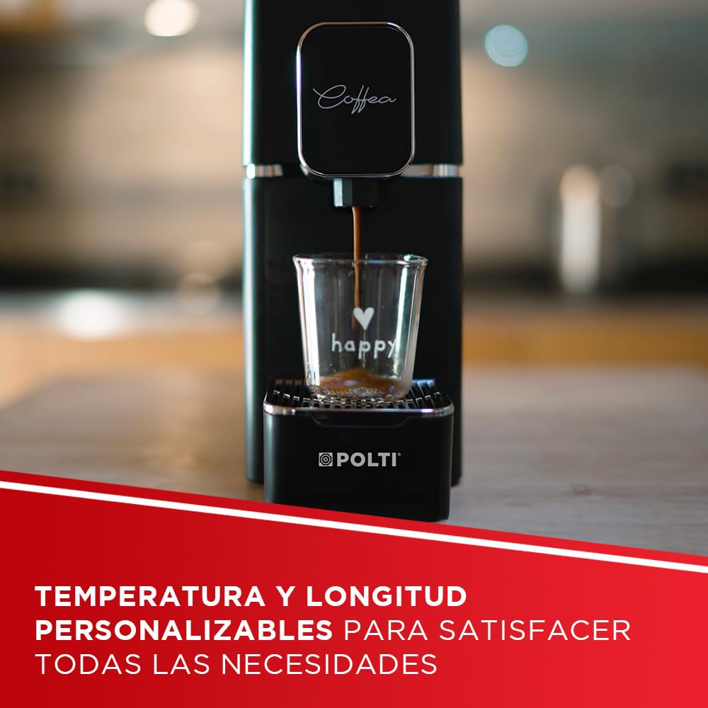 Polti Coffea S15B Máquina de Café Espresso, Compatible con Monodosis E.S.E. de 44 mm, Depósito de 0,85 L, Presión de Bomba de 19 bares, Color Negro