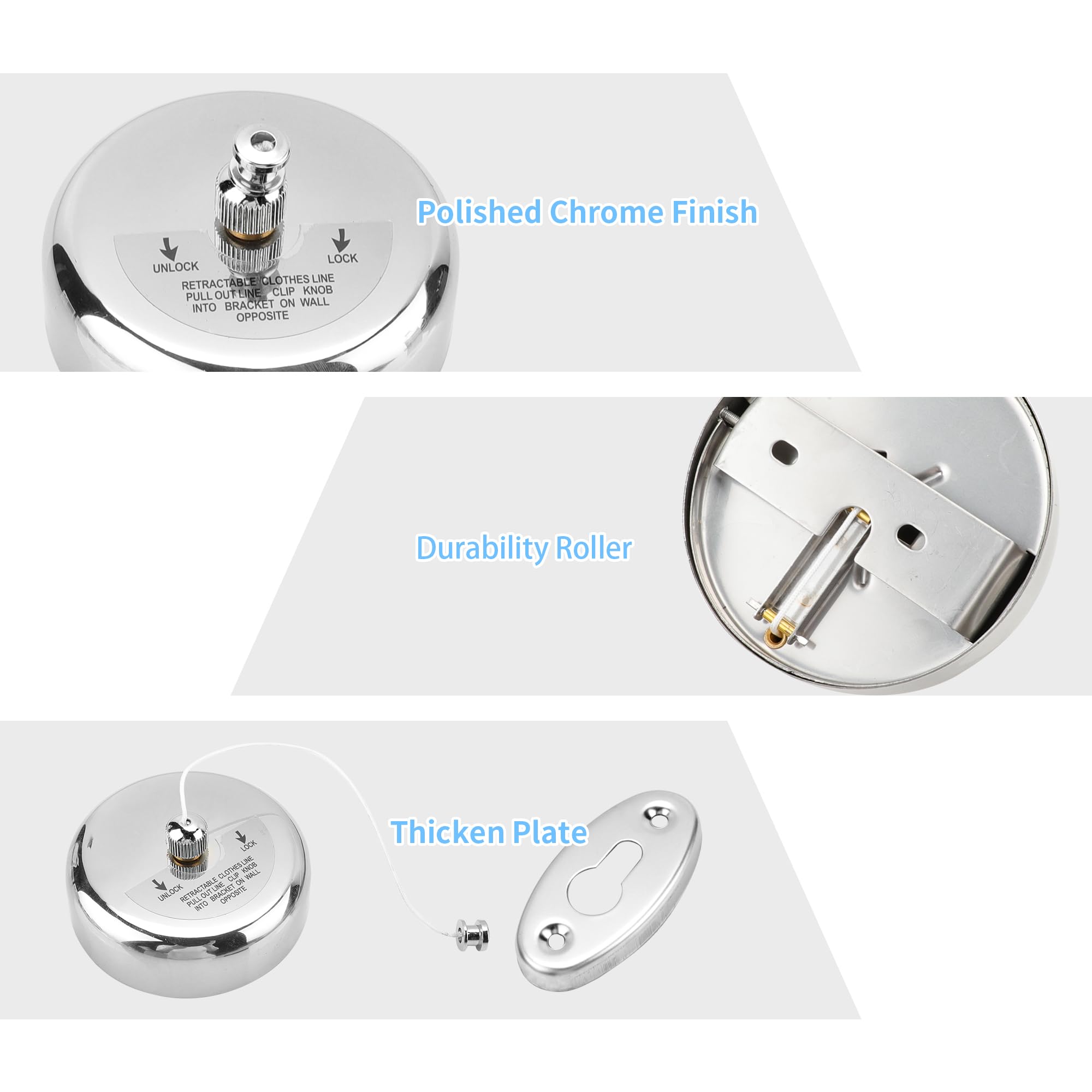 YKUKIZEE 2 Pcs Retractable Clothesline Heavy Duty, Extendable Washing Line Wall Mounted - Image 3