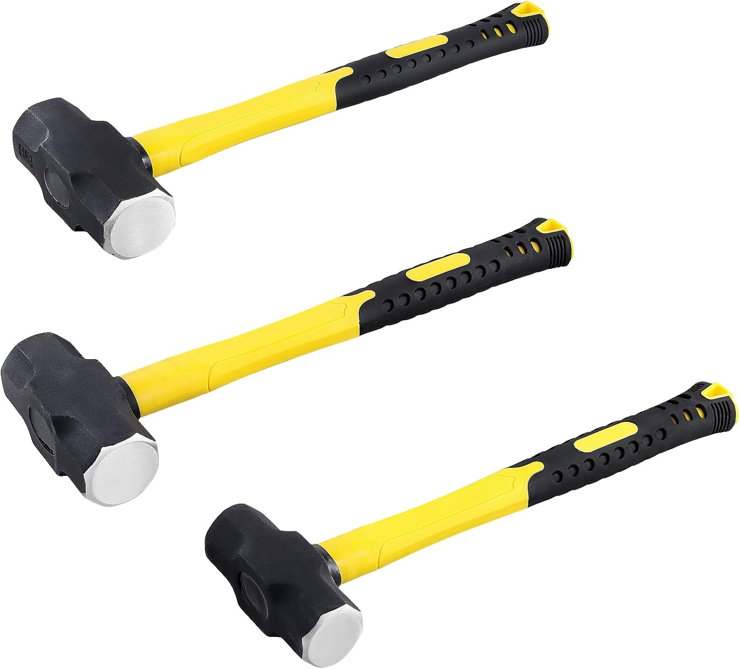 3 PCS Crack Hammers Set, 2lbs, 3lbs, 4lbs Drilling Hammer, Club Hammer Sledge With Forged Steel Construction Non-Slip Shock Absorbing Grip for Construction, Industrial, Home Use
