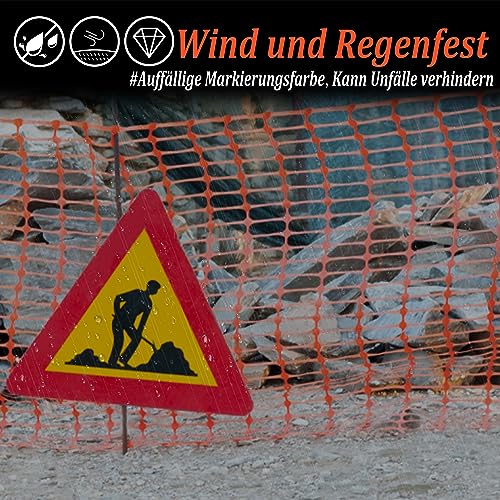 YRHome 1 x 30m Absperrzaun Kunststoff Orange Bauzaun Warnzaun Warnnetz mobiler Hundezaun Auffangnetz Wildzaun Fangzaun Sicherheitsnetz Fangnetz Baustellnetz Hühnerzaun Schutznetz für Garten camping