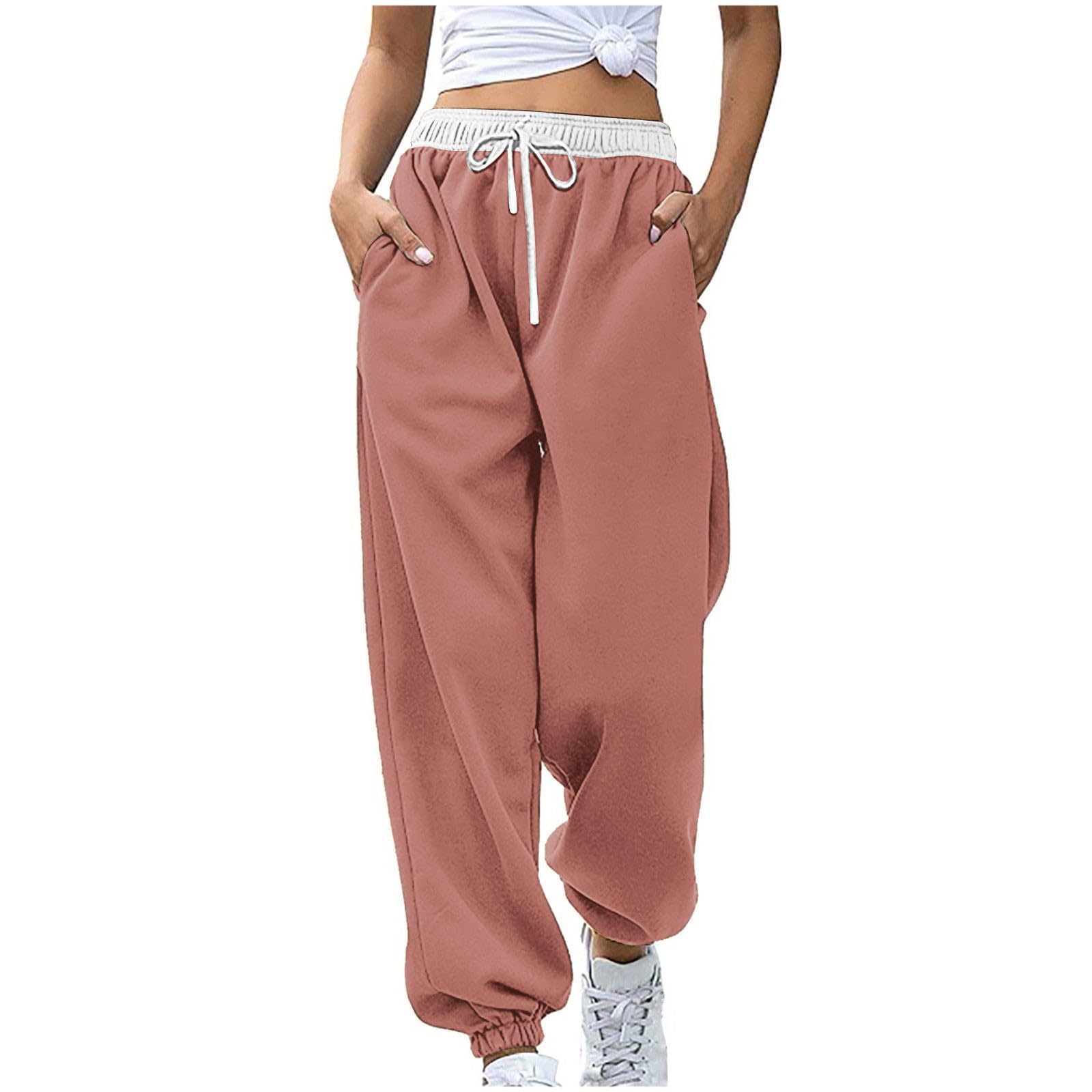 Womens Casual Athletic Cotton Long Sweatpants,Teen Girl Solid Color Cute Hiking Long Pants,Fall Trendy Clothes