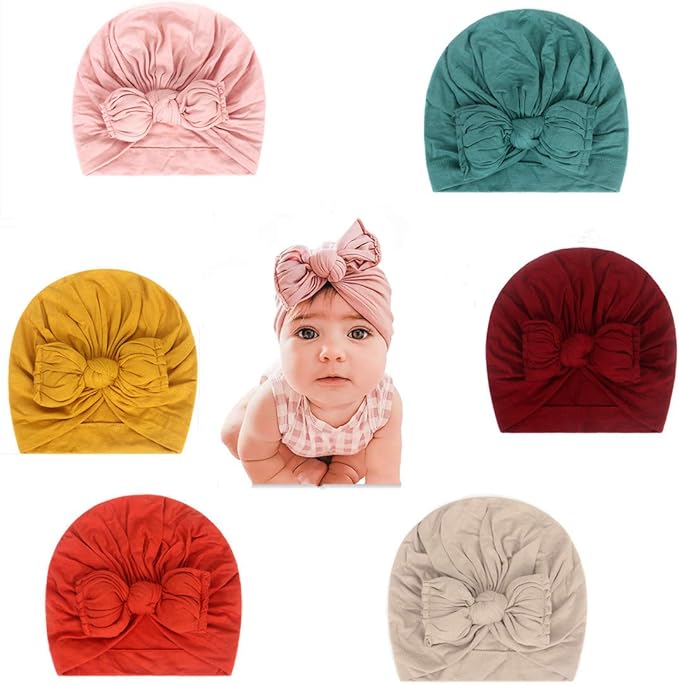 CANSHOW 6 Pcs Soft Cotton Baby Hats Caps Cute Sweet Cozy