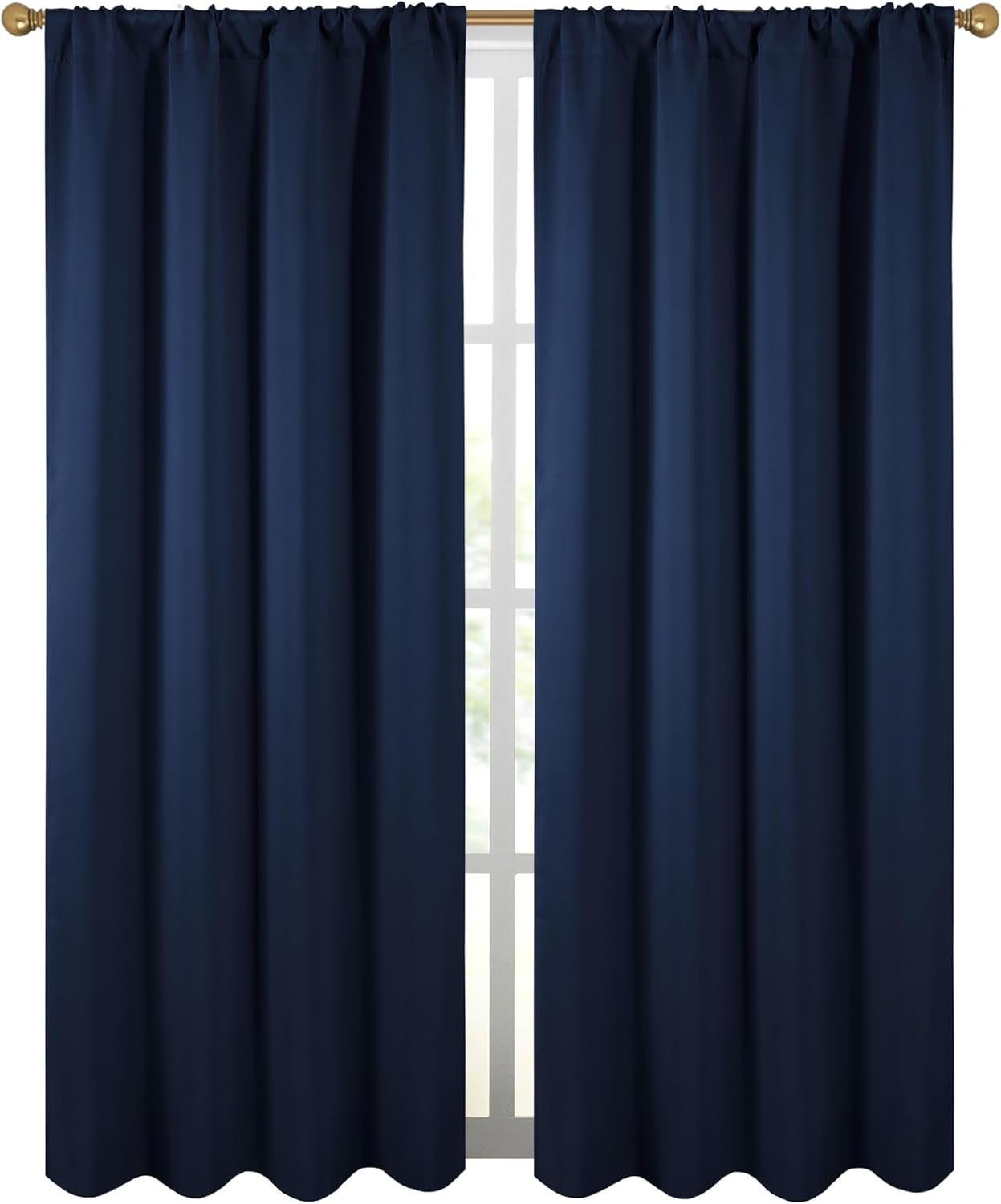 Diraysid Navy Blue Blackout Curtains for Bedroom and Living Room Thermal Insulated Room Darkening Curtains Drapes, 66 x 84, 2 Panels