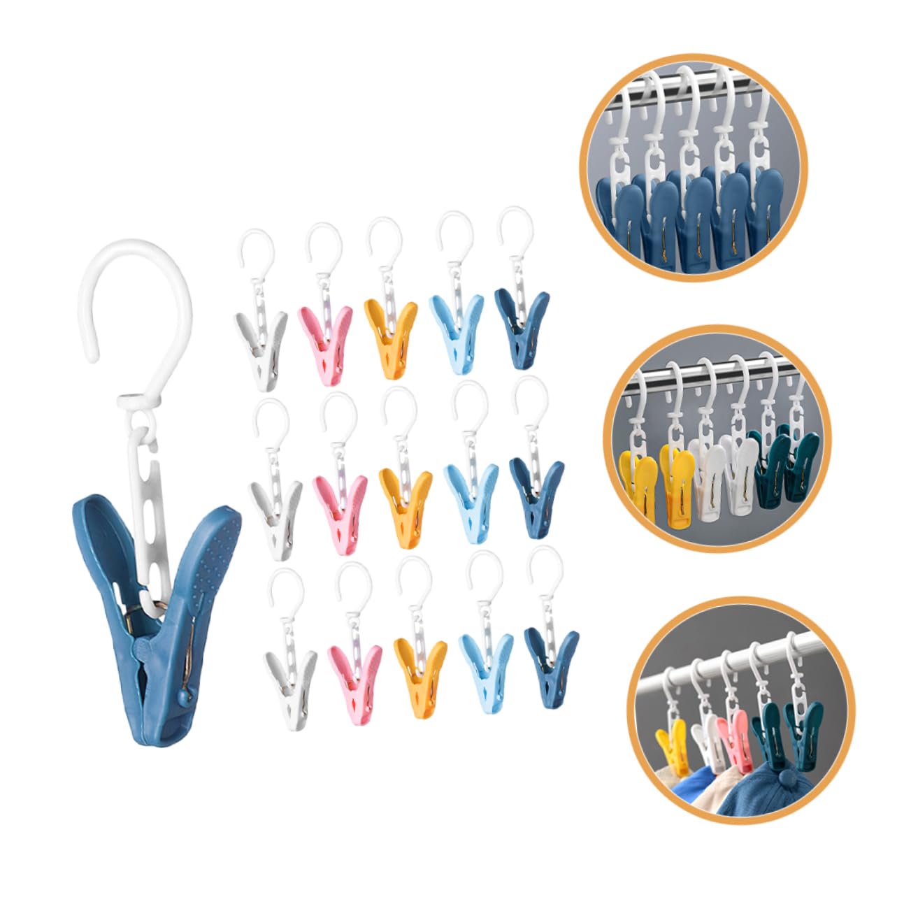 Cabilock 5 Sätze Multifunktionale Aufhänger Clips Aus Kunststoff Robuste Wäschehaken Für Kleidung Handtücher Hüte Zum Trocknen Und Aufbewahren 30 Stück * 5