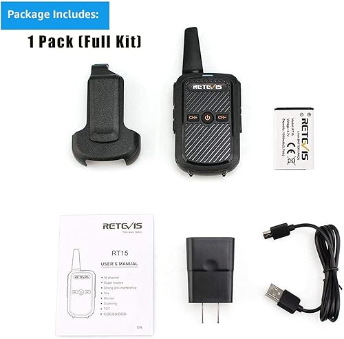 Miniatura 6 de Retevis RT15 Walkie Talkies recargables para adultos, radios portátiles FRS bidireccionales Mini, bloqueo VOX carga USB, para campamento al aire