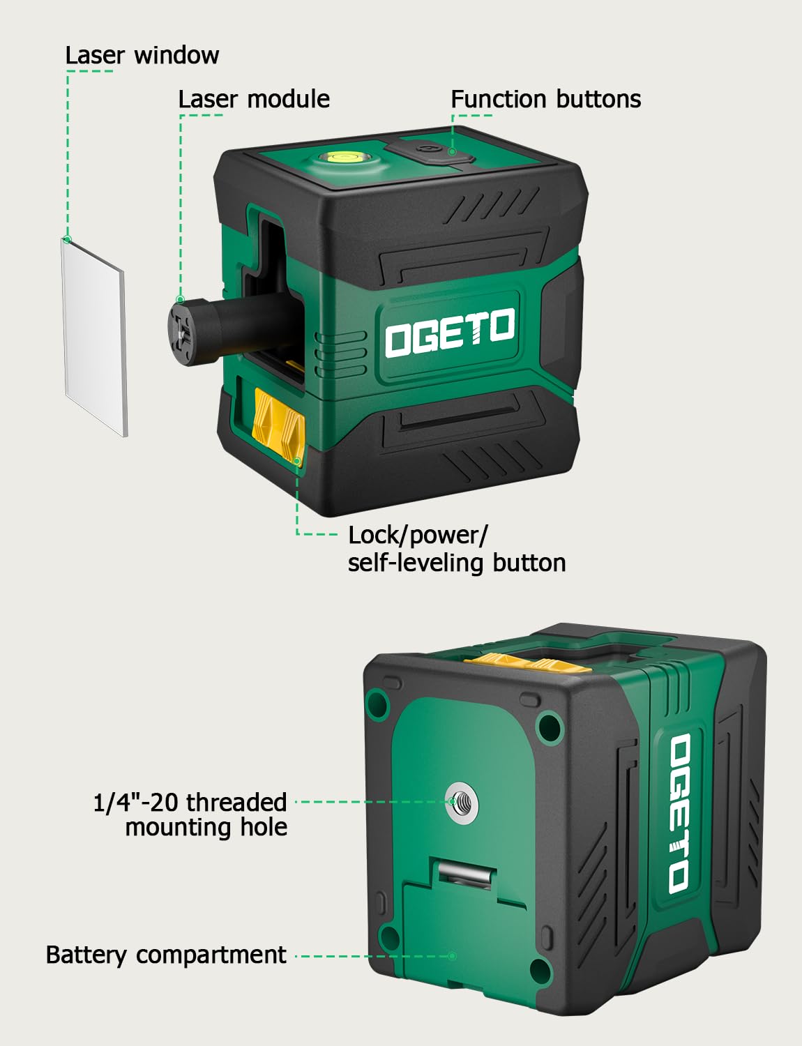 Livella Laser Verde con Treppiede da 102cm, Livello Laser Autolivellante a Linea Incrociata, Strumento per Appendere Quadri, Piastrelle e Progetti di Costruzione Indoor