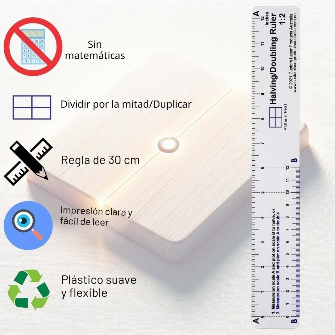 Set de reglas No-Math 12", 3 reglas PETG flexibles | Disenado y fabricado en Australia; division sin calculos; dibujo, diseno y maquetacion