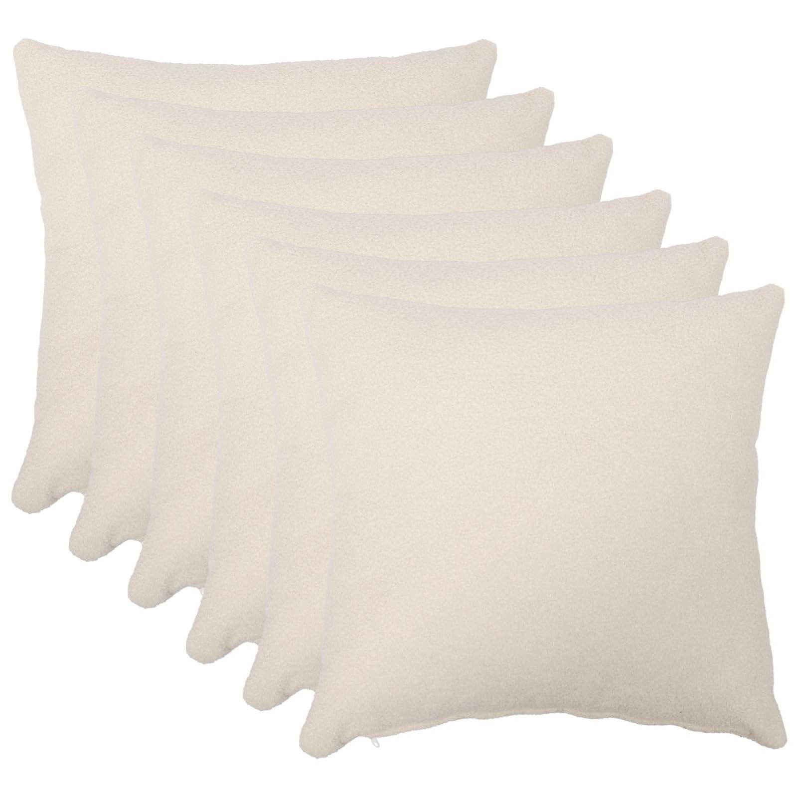 Gecheer Kissenbezug 6er Set, Creme 80 x 80 cm, Bouclé, mit Reißverschluss, Handwäsche, für Wohnzimmer, Schlafzimmer