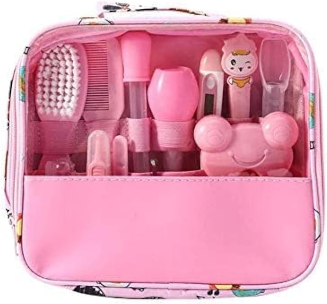MoonvvinBaby Care Kit 13pcs/Set Newborn Grooming Set Essential Healthcare Accessories for Travelling Home Use with Carry Bag (Pink)