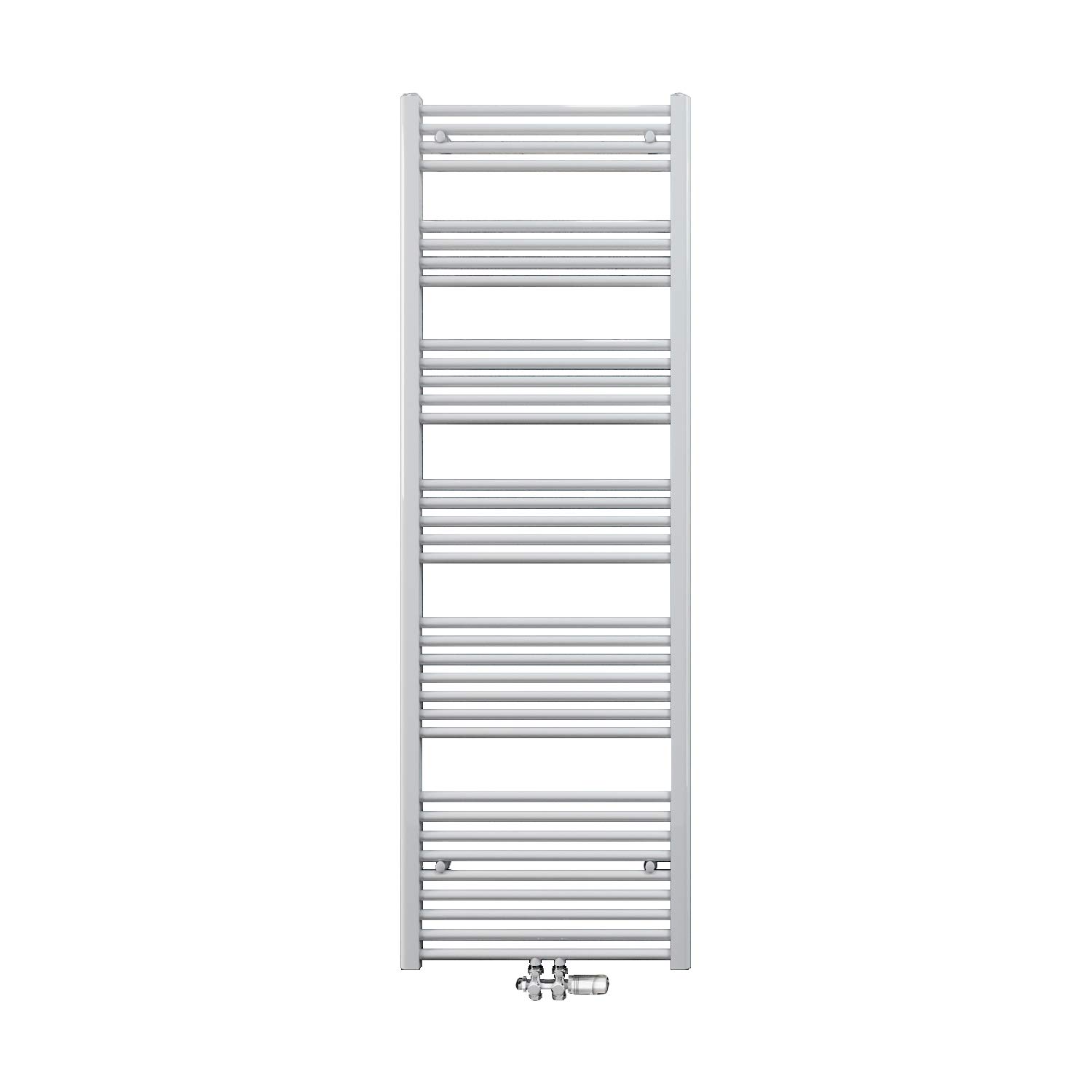 ELEGANT Grzejnik łazienkowy 1800 x 600 mm, biały, grzejnik łazienkowy, przyłącze środkowe, grzejnik, suszarka na ręczniki, z chromowanym termostatem