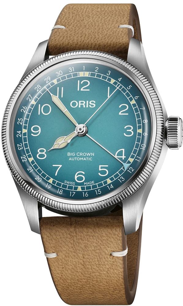 Oris Men's Big Crown X Cervo Volante 01 754 7779 4065-Set, Blue Dial, Stainless Steel Case, Brown Leather Strap, Sapphire Crystal, Water Resistant to 50 Meters