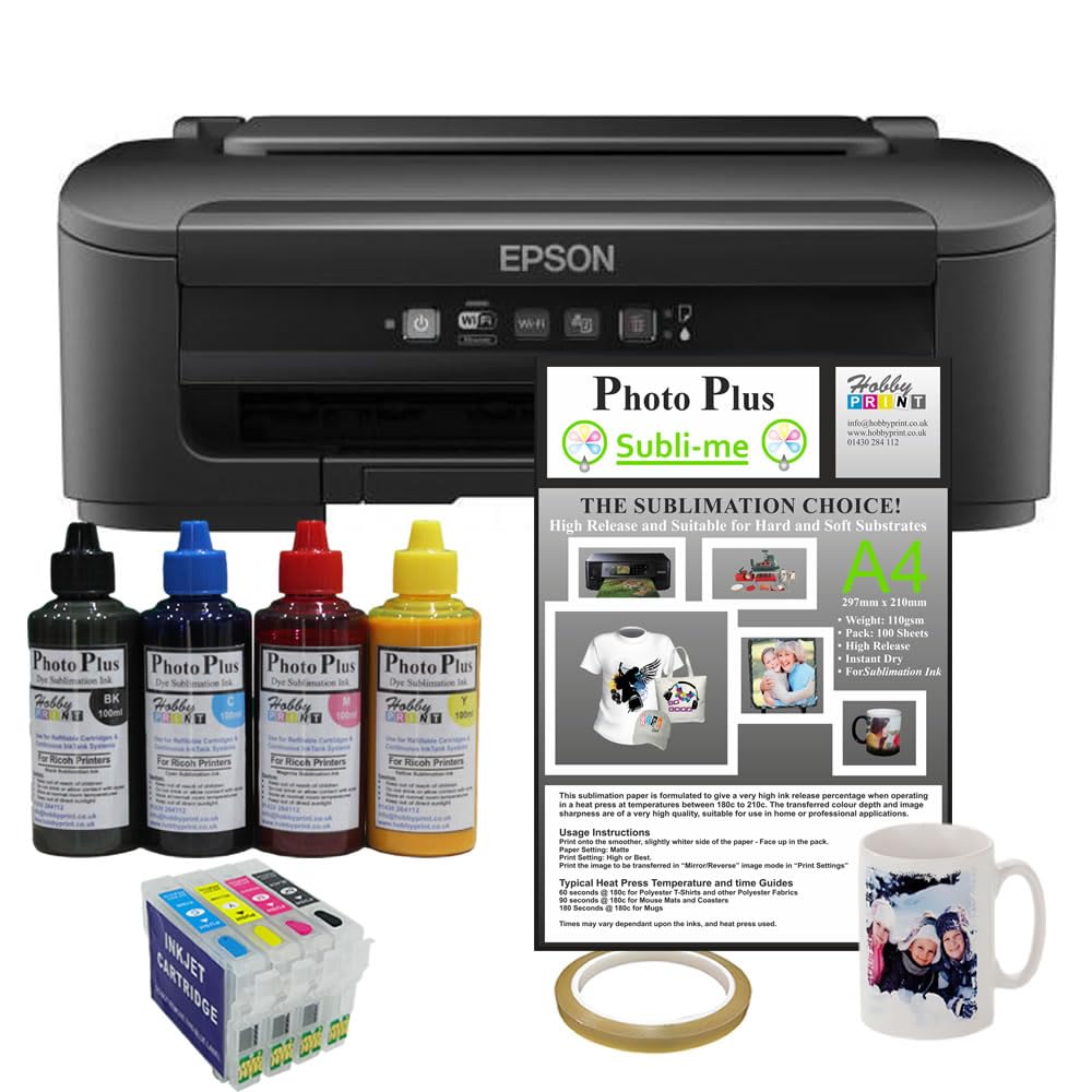 HobbyPrint A4 Sublimation Printer Bundle - WF-2110W Sublimation Kit.