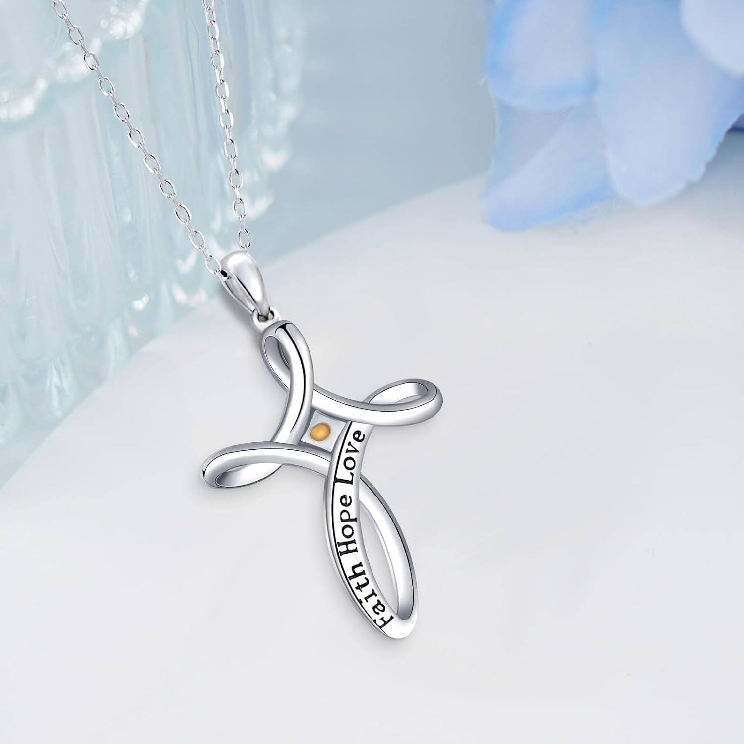 Platinum/Gold/Rose Gold Mustard Seed Cross Necklace for Women - 925 Sterling Silver Faith Jewelry, Baptism Gift - Image 3