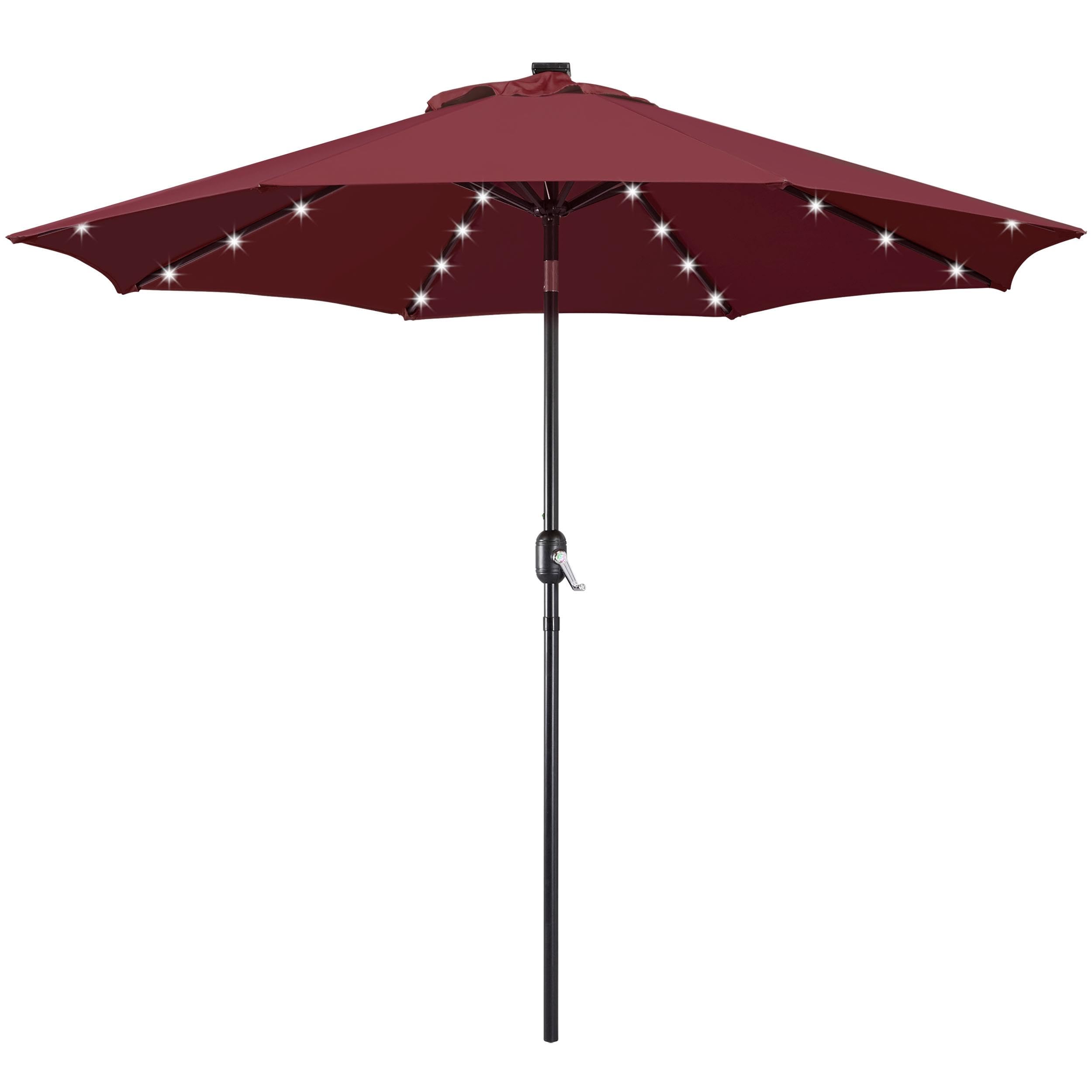 Yaheetech 9FT Solar Powered Patio Umbrella - UV Protection Market Table Umbrella w/ 32 LED Lights & Push Button Tilt & Cra...