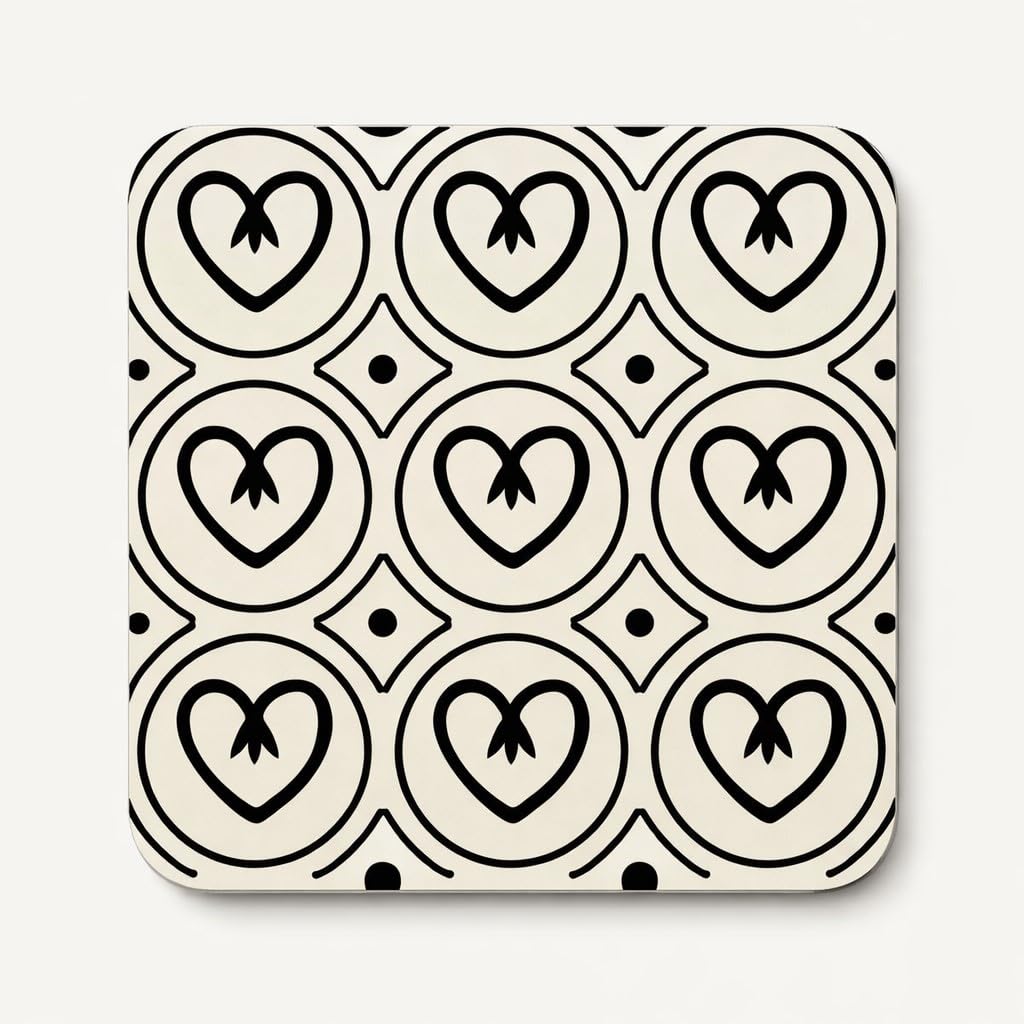 Half A Donkey Multicolor Minimal Monochrome Heart Coaster – Modern Black And White Design