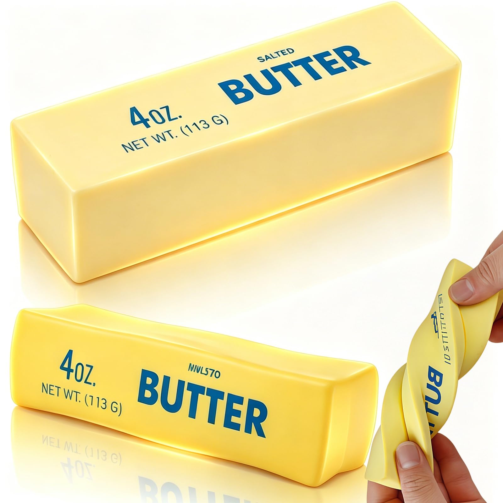 2PCS Butter Squishy, Slow Rising Stress Relief Sensory, Light Yellow Soft Squeeze Decor for Home, Office, Daily Anxiety Relief — image 1