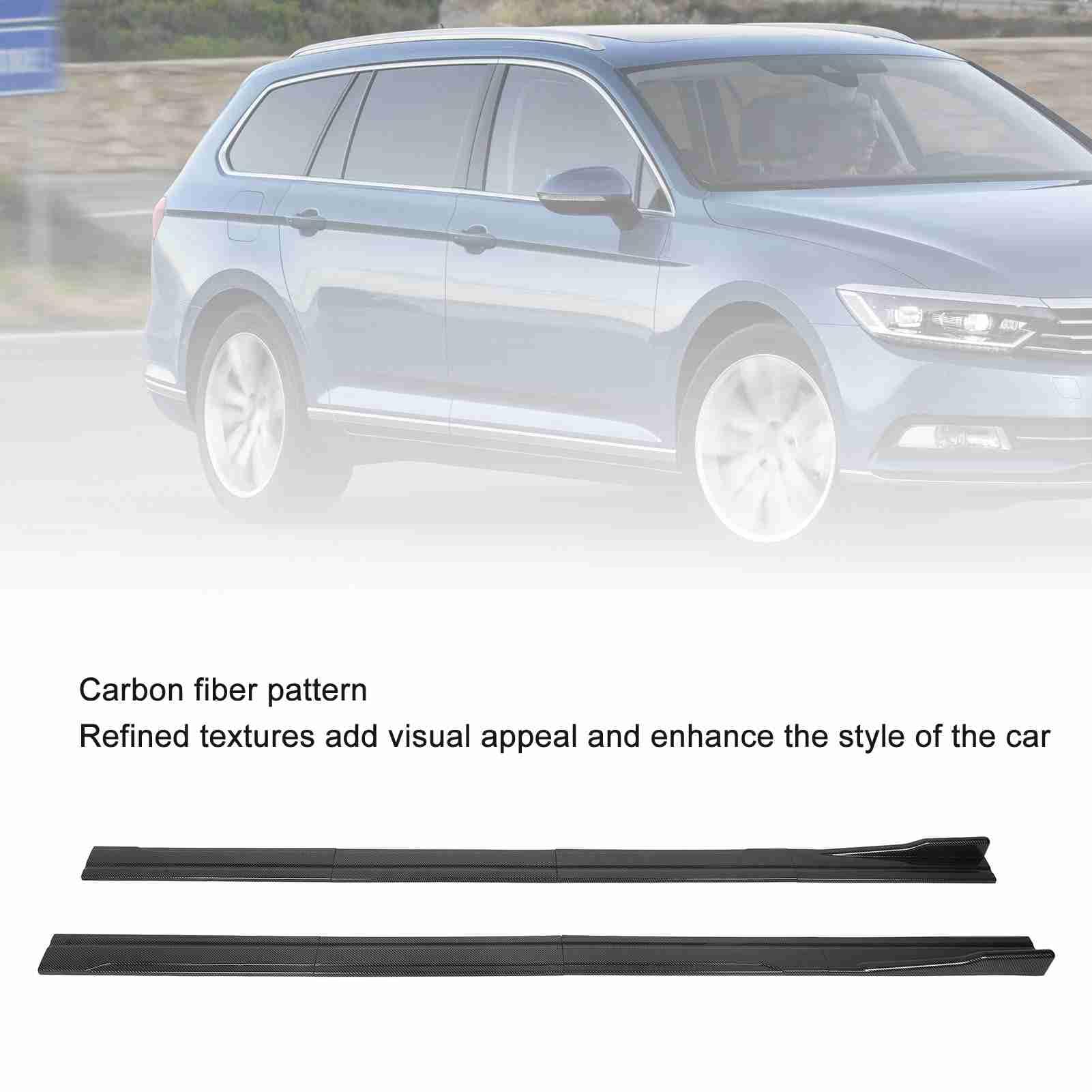 Faldón Lateral del Coche, Patrón de Fibra de Carbono ABS de 218 Cm, Reemplazo Universal para, con Acabado Negro Brillante para Protección y Estilo del Vehículo