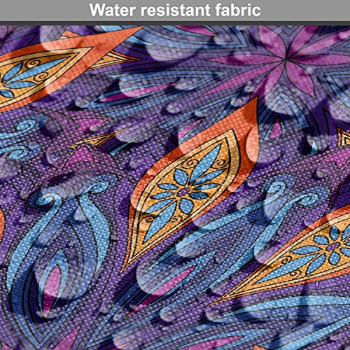 Image of Ambesonne Mandala Fabric by The Yard, Vibrant Colored Floral Pattern Eastern Style Vintage Art Desin Print, Decorative Fabric for Upholstery and Home Accents, 1 Yard, Orange Blue