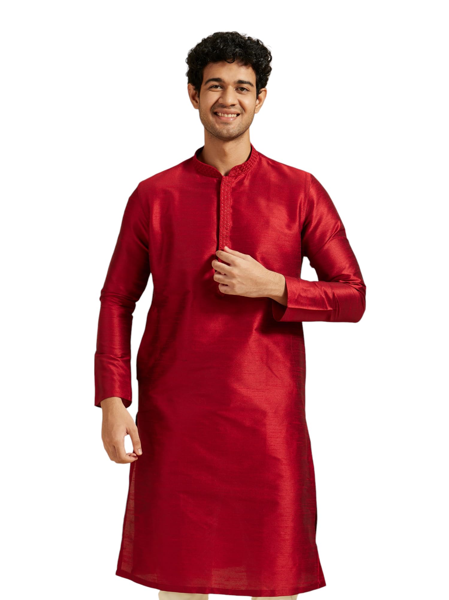 diwas by manyavar Men's Art Silk Solid Kurta (1pc)-picture-42