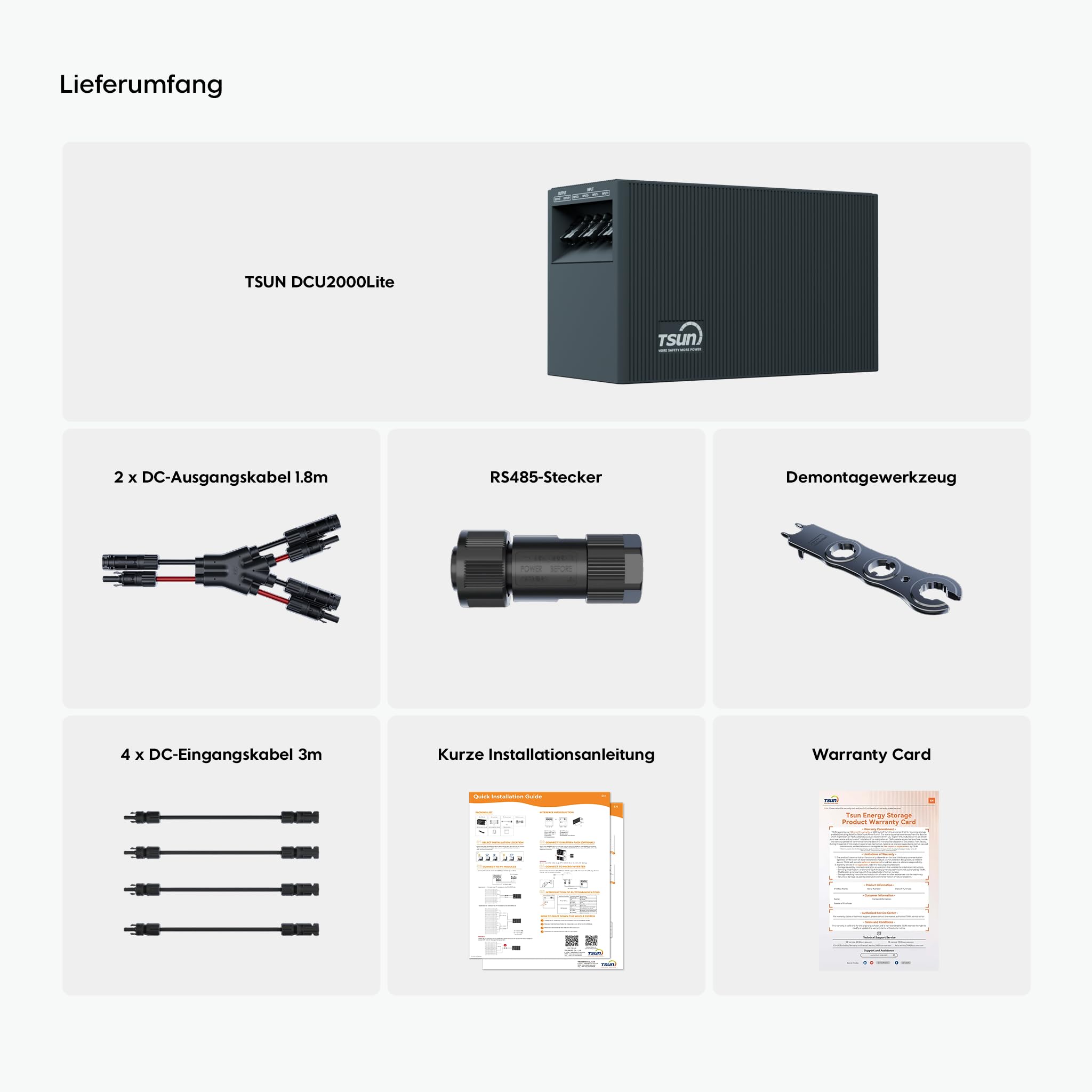 TSUN DCU2000Lite 2 kWh, Balkonkraftwerk Speicher mit 2400W PV-Eingang, 314Ah Industrie-Zellen, 10.000 Ladezyklen, 2 MPPT für bis zu 4 Solarpanels, bis zu 10 kWh Kapazität, IP65, Plug & Play (0 MwSt.)