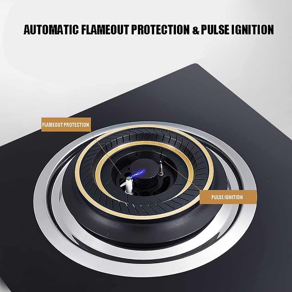 Gas Stoves Gas Black Built-inGas hob Table-Top Cooking Cast Iron Portable Hob Rings（3800KW） Thermocouple Flameout Protection/Pulse Electronic Ignition Easy to Clean [Energy Class A