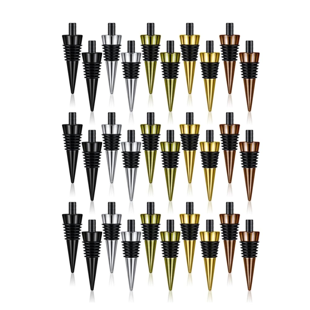 Lwaviwer 30 Pieces Blank Bottle Stopper with Threaded Post Metal Wine Stopper Inserts Set Hardware for Wood Turning DIY Project