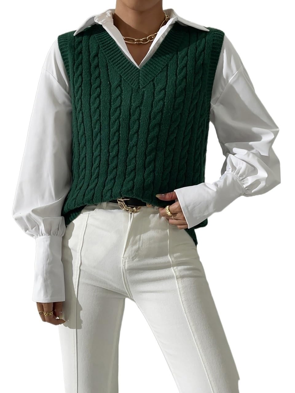 Sleeveless Sweater For Women's 1pc Knit Sweater Vest V neck Pullover Knit Tops