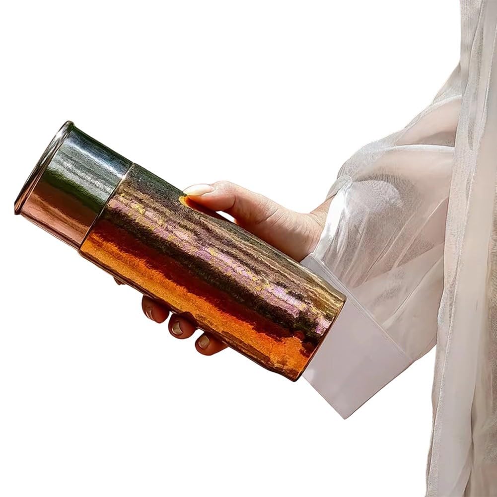 Pure Ti Isolierter Reisebecher, 420 ml, leichte Titan-Teetasse mit individueller Gravur, doppelwandige Isolierflasche für Wandern, Camping, Box im Lieferumfang enthalten (1)