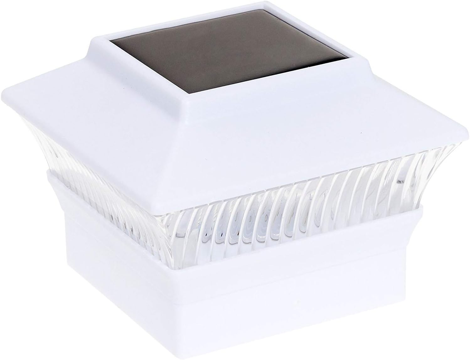 Reusable Revolution Solar Powered LED Post Cap Light for 4 x 4 PVC Posts (White, 2 Pack)