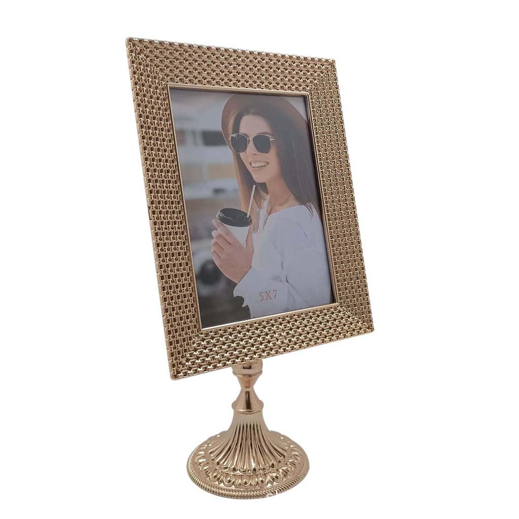 Cadre Photo 3D Métal 5x7 Or Clair | Cadre de Table Style Américain Salon