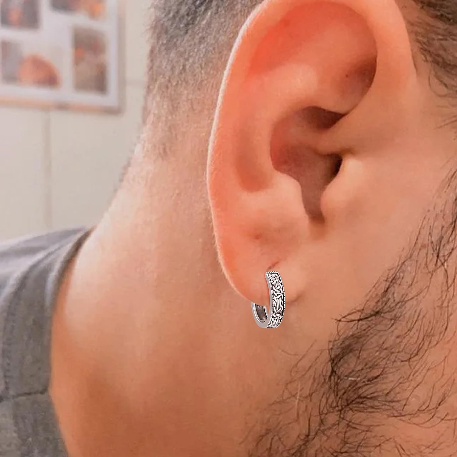 Pendientes de aro de plata de ley con nudo celta para hombre, aretes de aro con nudo celta, joyería de regalo para hombres y mujeres, Plata de ley, No es una piedra preciosa