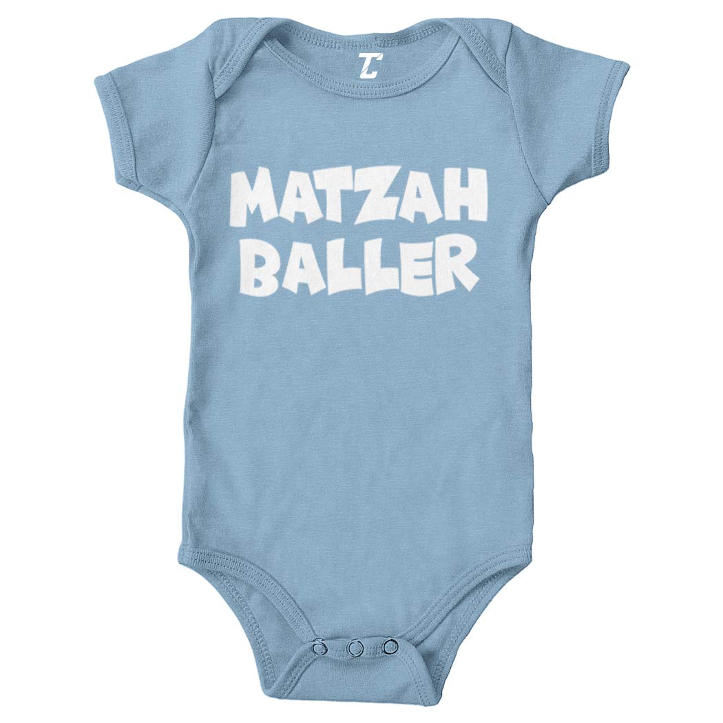 Tcombo Matzah Baller - Jewish Matzo Bodysuit (Light Blue, 6 Months)