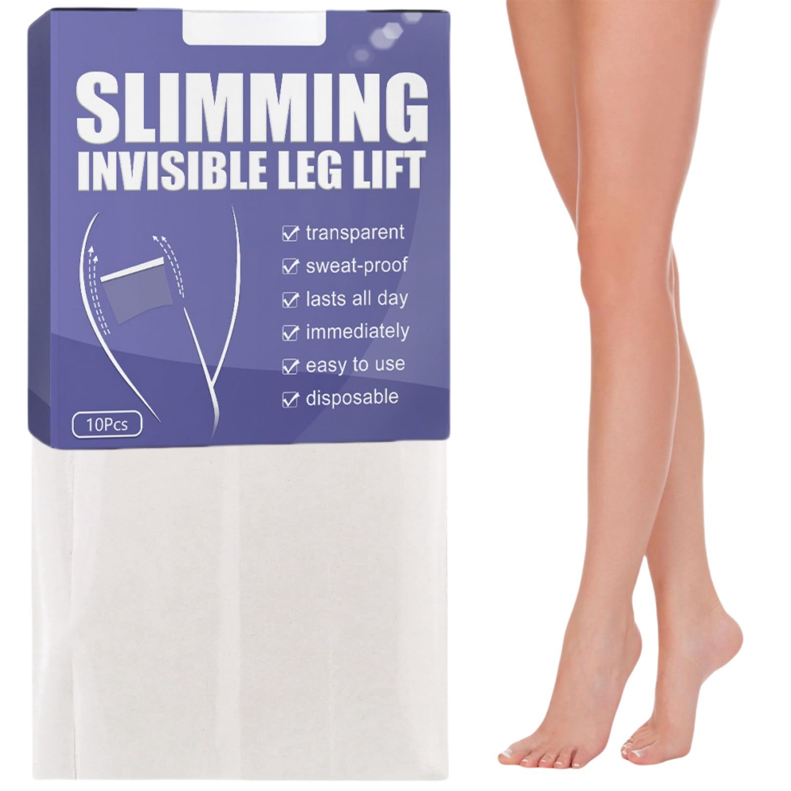 10pcs Body Tape for Skin Thigh Lift Tape,Invisiblely Leg Lifting Sticker,Leg and Thigh Lifters,Firming Thigh Lift Tape,Thigh Lifting Tape for Men Women,All-Day Sweatproof Invisible Body Shaping Tape