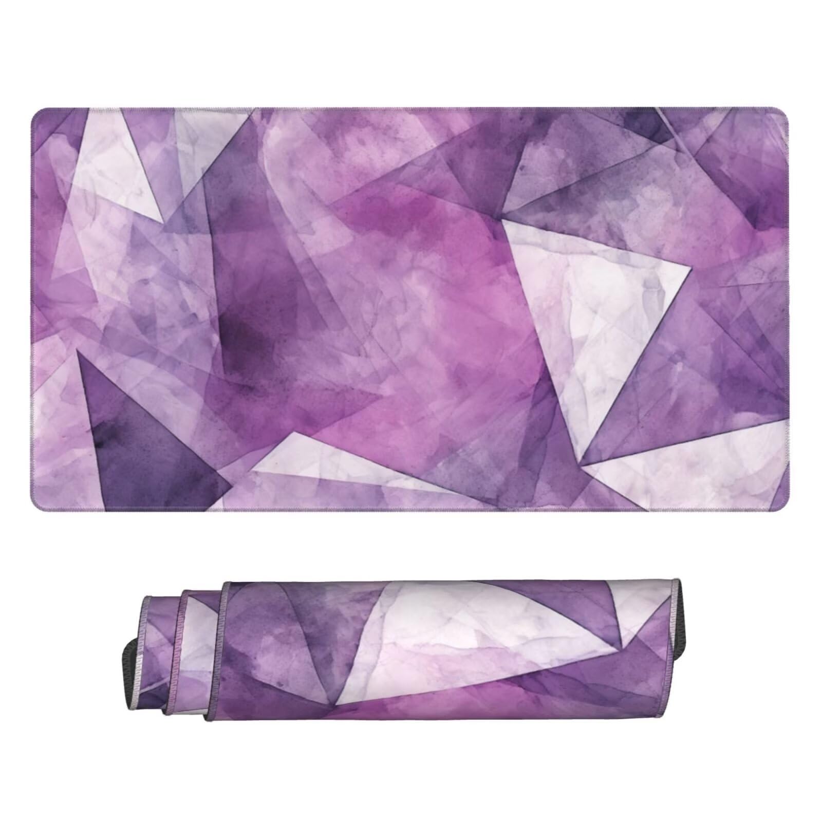 Alfombrilla de Ratón Gaming Grande XXL 1200x600x4mm con Bordes Cosidos Tela Micro Tejido, Base de Goma Antideslizante y Mouse Pad, para Teclado Jugadores Escritorio, PC, Oficina Geometría Morada Y6679