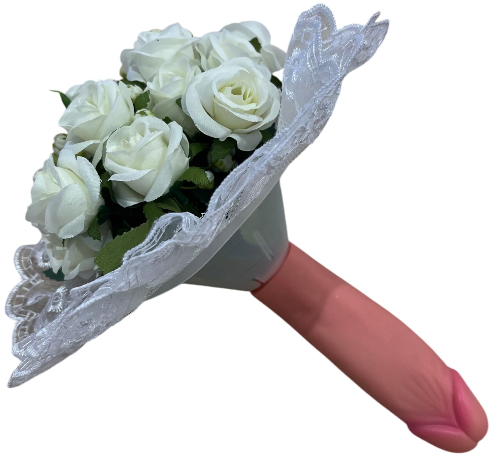 Addio al Nubilato Bouquet di Rose Bianche, Mazzo di Fiori Gadget Addio al Nubilato per la Futura Sposa, Giochi Divertenti