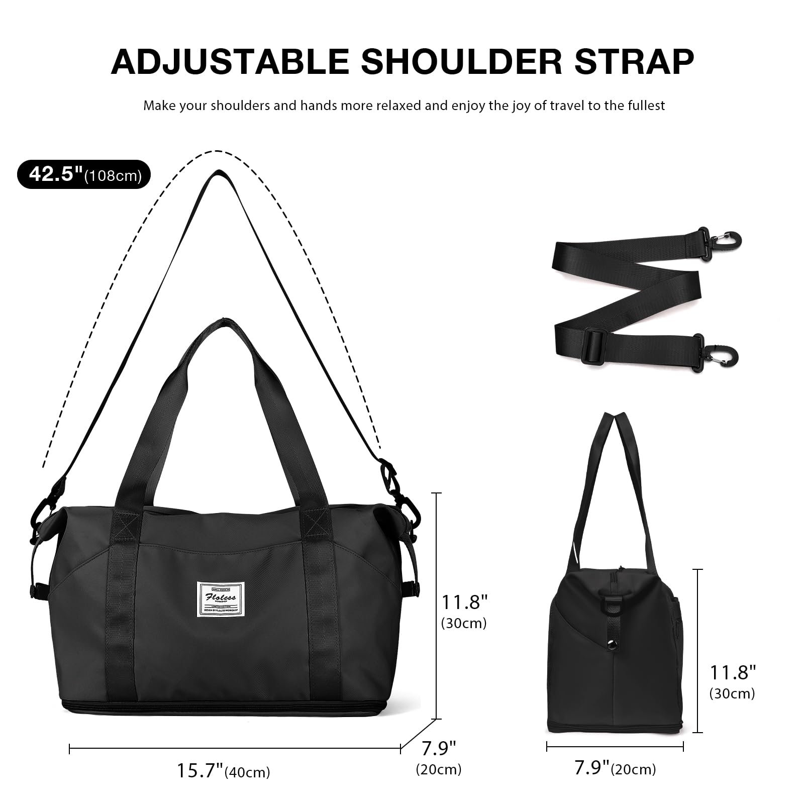 Bolsa de Deporte de Viaje, Bolsa Grande de Gimnasio para Mujer, Bolsa de Fin de Semana, Bolsa de Transporte para avión, Bolsa de Playa para Mujer, Bolsa de Noche,Bolsa de Equipaje con Bolsa húmeda