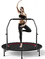 Trampolim de Fitness Dobrável, Trampolim Dobrável de 48 Polegadas, Recuperação Fitness com Alça Ajustável de Espuma, Máxima de 300 kg