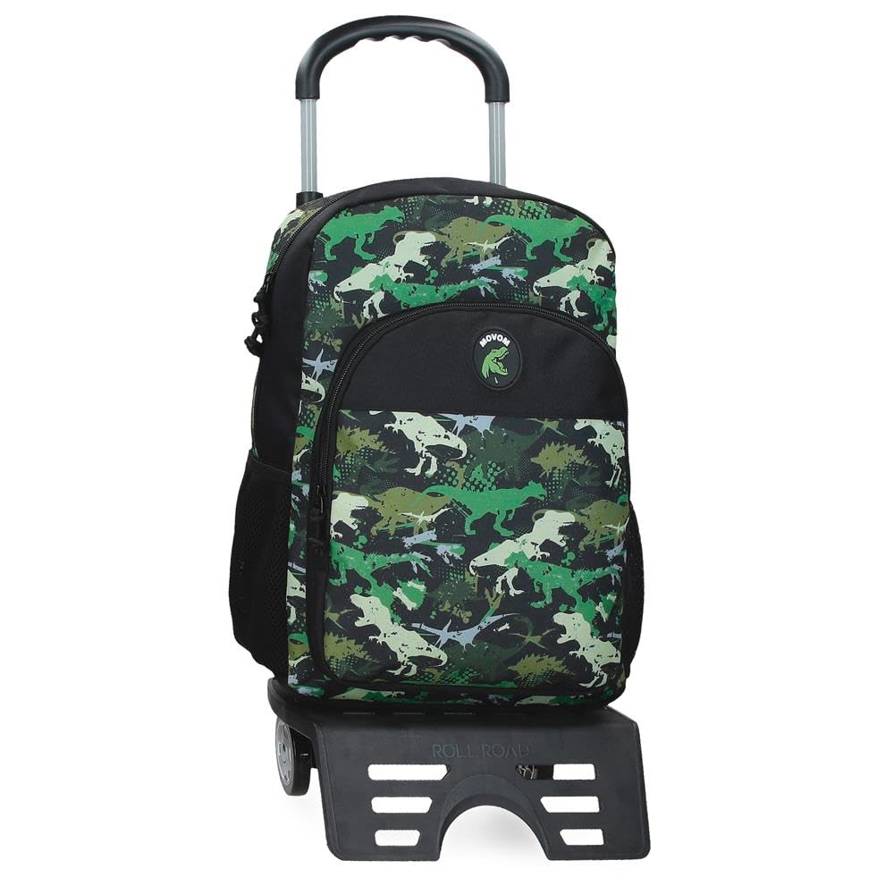 MOVOM Raptors Mochila Escolar con Carro Negro 30x40x13 cms Poliéster 15,6L