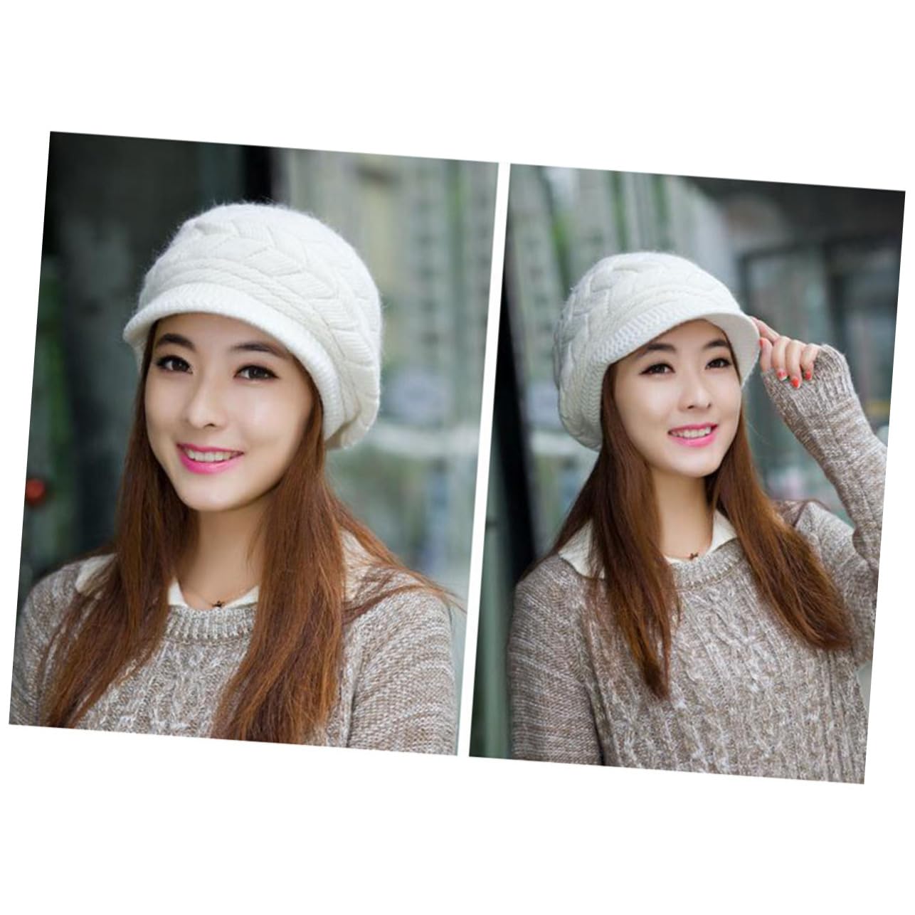 SHERCHPRY 2pcs Oreja Sombrero de punto cálido Sombrero de las mujeres Gorra de lana caliente Gorra de las mujeres Boinas Gorro Térmico Gorro de Nieve