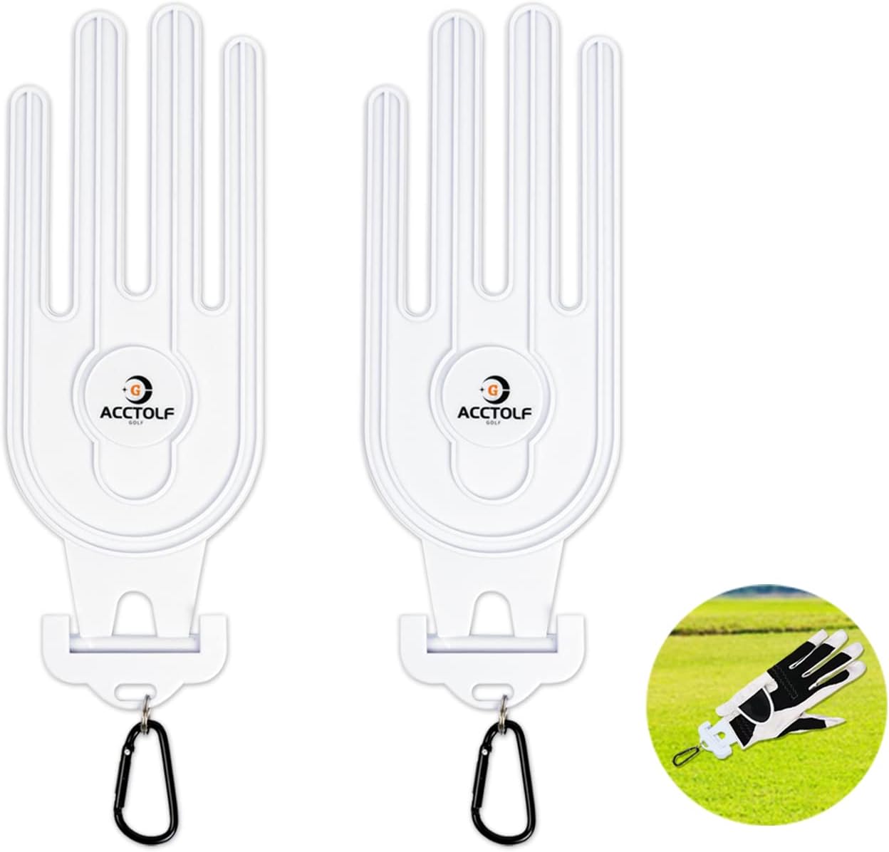 Golf Glove Holder, 2PCS Durable Golf Gloves Stretcher with Hook for Golf Bag Accessories, Holder Hanger Keeper Dryer Shaper Tool for Golfer Gloves Maintenance