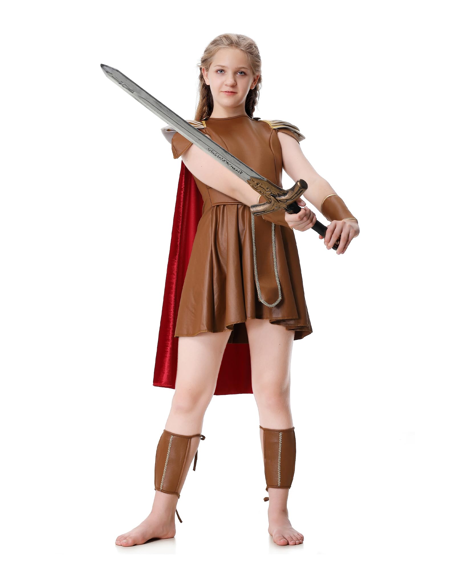 maxToonrain Girls Roman Soldier Costume Kids Warrior Gladiator Outfits for Viking Greek Historical Theme Role Playing Party - Image 2