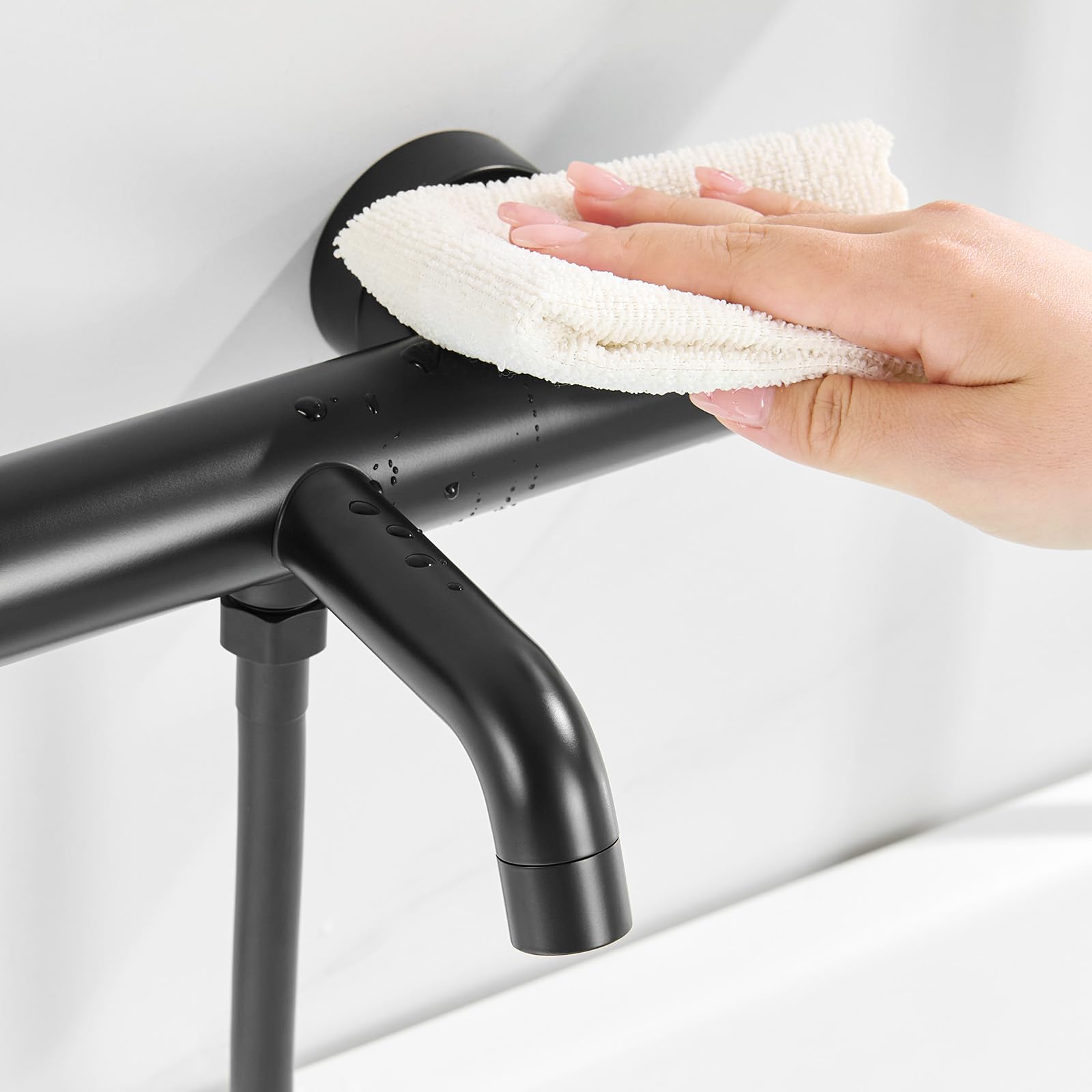 Auralum Mitigeur Douche Thermostatique - Robinet Thermostatique de Douche en Inox 304 avec Verrouillage 38°C - Anti-brûlure - 2 Fonctions pour Bain et Baignoire-Contrôle de la température - Noir