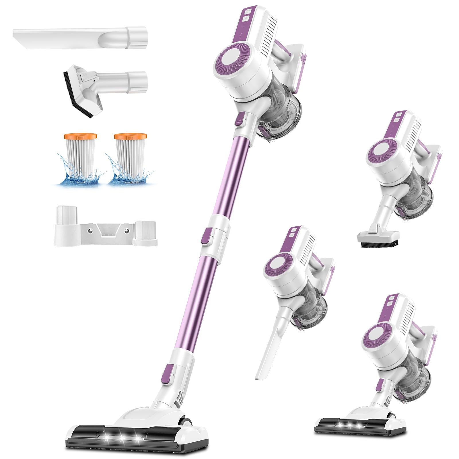 L12E Cordless Vacuum Cleaner, 46KPa/400W Powerful Stick Vacuum, 1L Dustbin