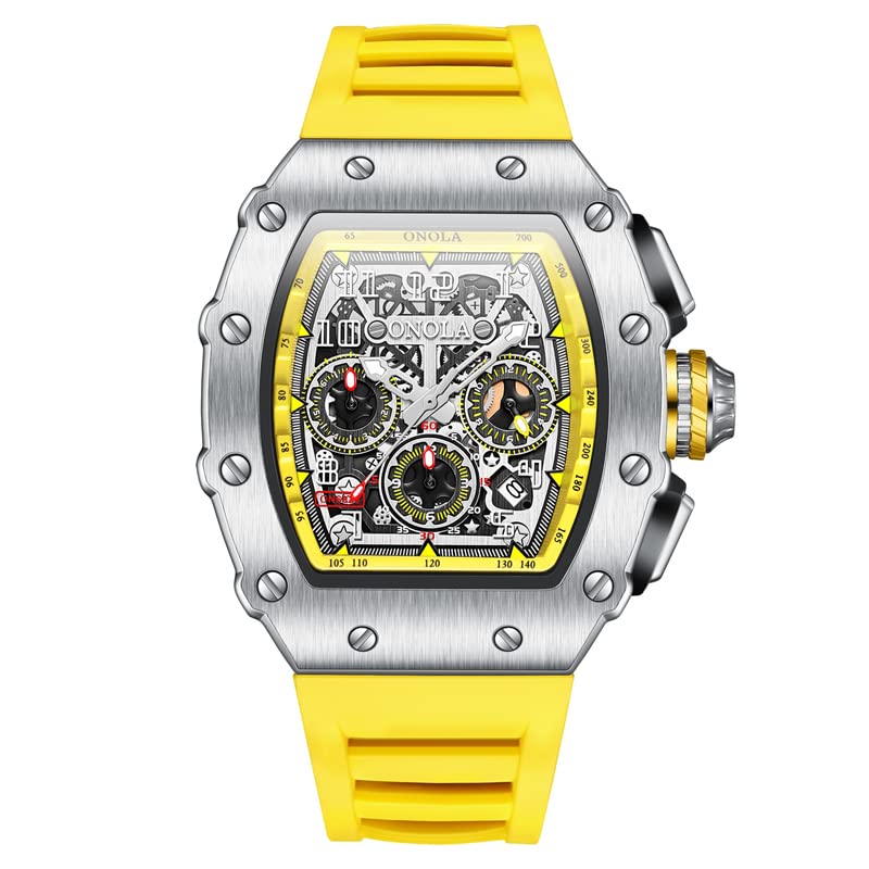OVERFLY Silicone Unique Rectangle Dial Chronograph Luxury MenS Watch (B0BJW3GXPR) Amazon Price History, Amazon Price Tracker