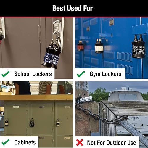 Miniatura 3 de Master Lock 1535EC3 - Juego de candado de combinación, 3 unidades, los colores pueden variar