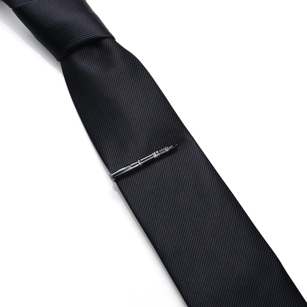 HONEY BEAR 1.92inch Mens Feather Tie Clip Bar Normal Size Steel For Wedding Gift 4.9cm (Shinny Silver