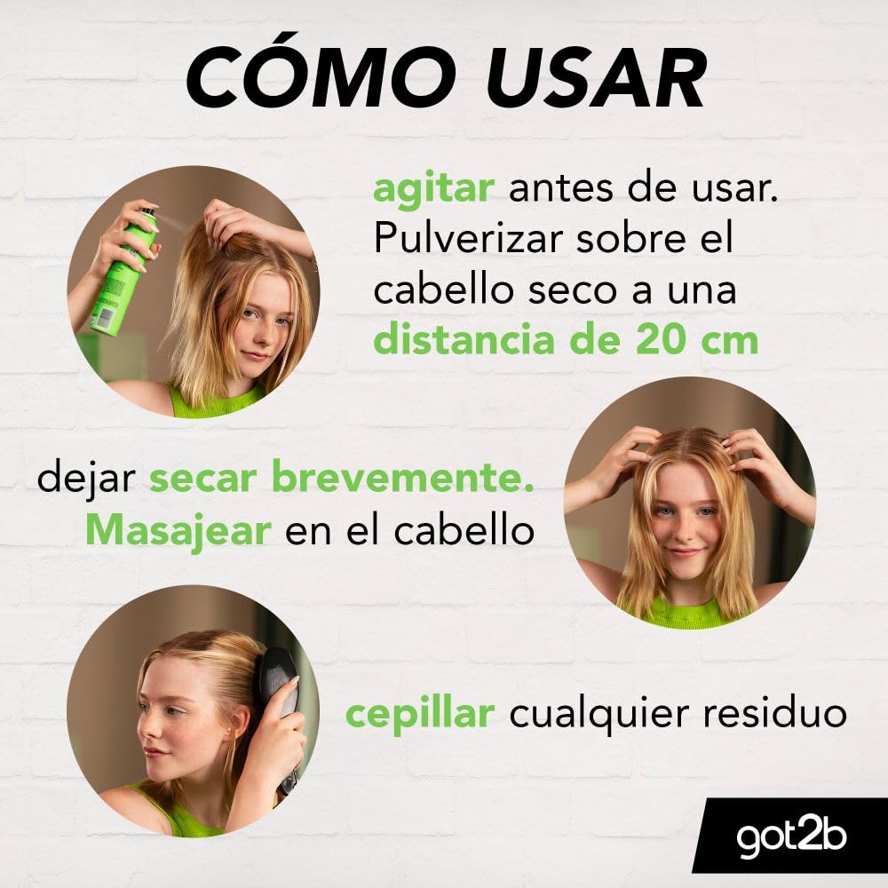 Got2b - Champú Seco Frescor Extra, 200 ml, Refresca tu cabello al instante, Un día de extra de frescor para tu cabello